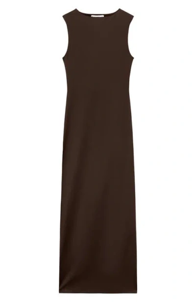 Mango Sleeveless Column Dress In Brown