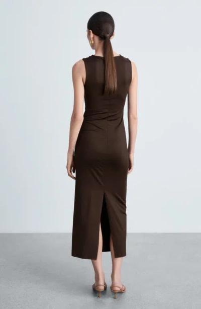 Mango Sleeveless Column Dress In Brown