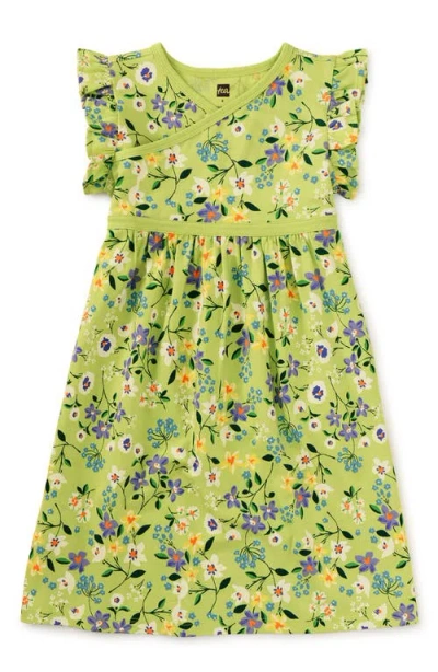 Tea Collection Wrap Neck Dress In Mexican Wildflowers