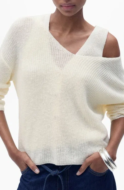 Mango V-neck Sweater In Neutral