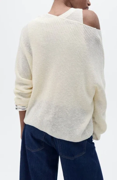 Mango V-neck Sweater In Neutral