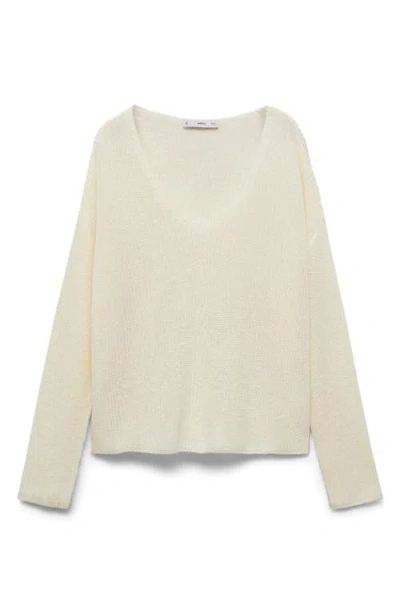 Mango V-neck Sweater In Neutral