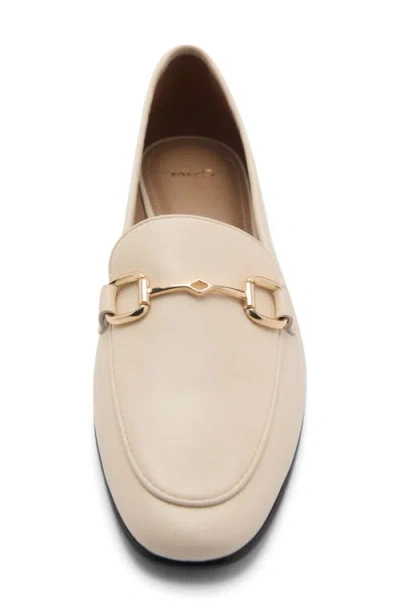 Mango Buckle Leather Apron-toe Flat In Ecru