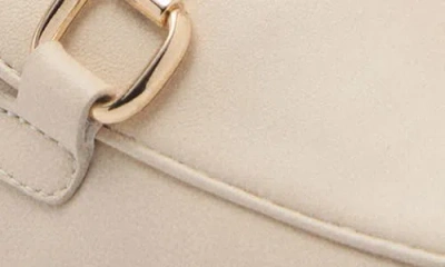Mango Buckle Leather Apron-toe Flat In Ecru