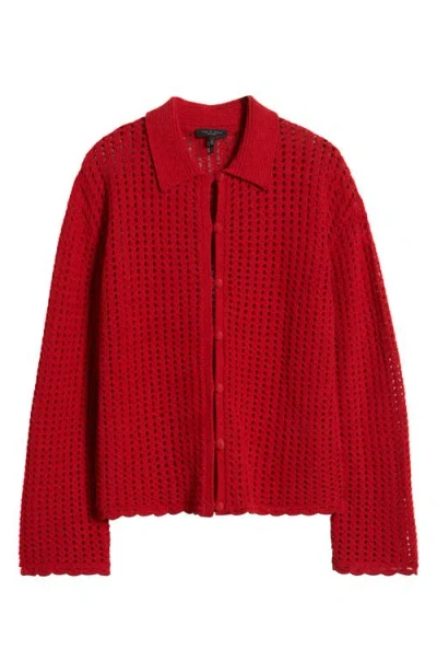 Rag & Bone Khloe Crochet Cardigan In Port Red