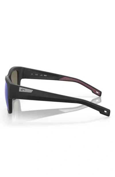 Costa Del Mar Caleta 55mm Mirrored Polarized Square Sunglasses In Net Black/gray Blue