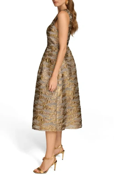 Donna Karan New York Metallic Jacquard Cocktail Midi Dress In Multi