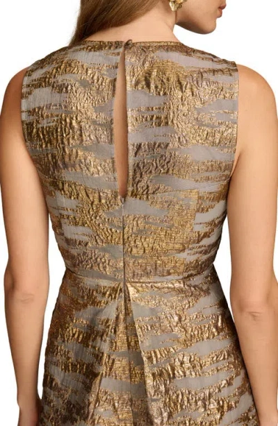 Donna Karan New York Metallic Jacquard Cocktail Midi Dress In Multi