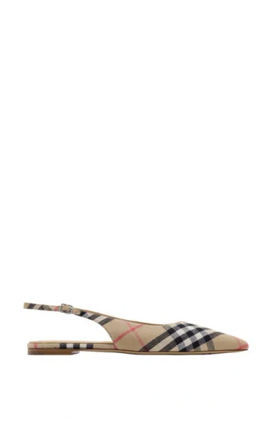Burberry Check Birdie Slingback Ballerina Flats Women In Sand