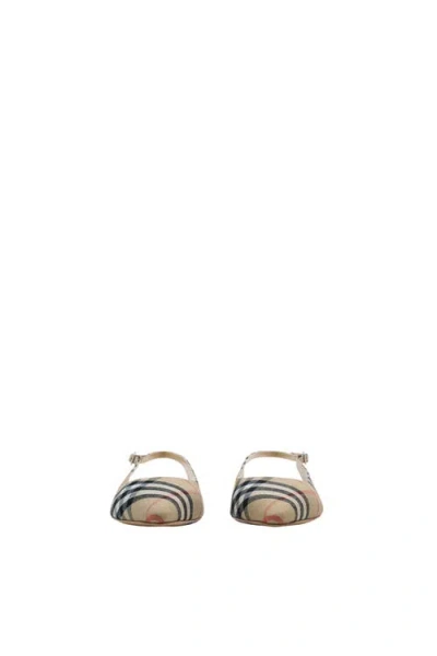 Burberry Check Birdie Slingback Ballerina Flats Women In Sand