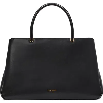 Kate Spade New York Large Grace Fine Grain Leather Satchel In Black