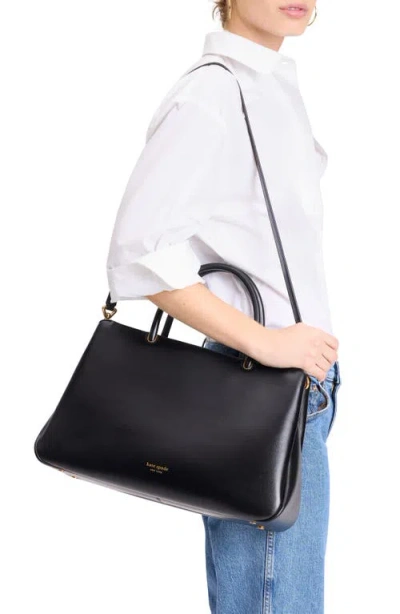 Kate Spade New York Large Grace Fine Grain Leather Satchel In Black