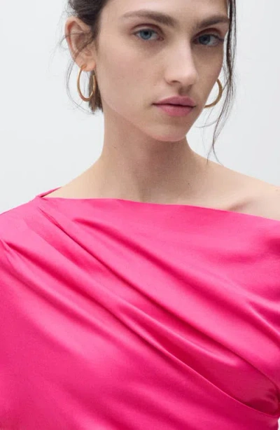Mango Off The Shoulder Midi Dress In Pink