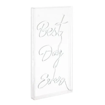 Jonathan Y Best Day Ever 11.75" X 23.63" Contemporary Glam Acrylic Box Usb Operated Led Neon Light, In White