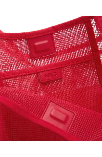 Mango Large Mesh Tote Bag In Red