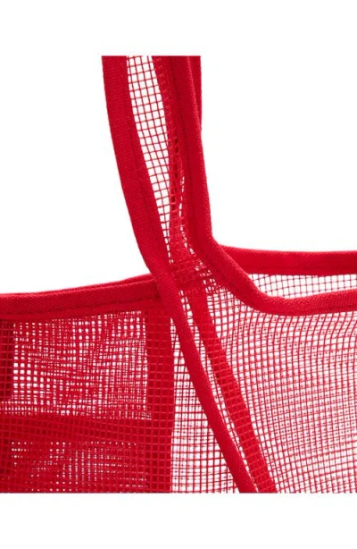 Mango Large Mesh Tote Bag In Red