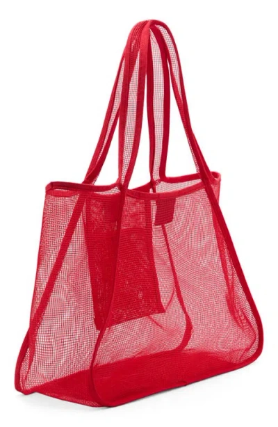 Mango Large Mesh Tote Bag In Red