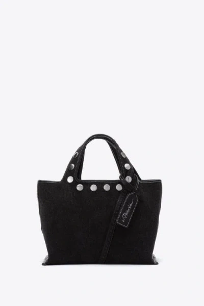 3.1 Phillip Lim Denim Mini Market Tote Bag With Studs In Washed Black Denim