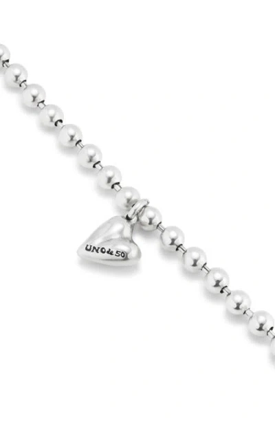 Unode50 Sterling Silver-plated Beaded Bracelet With A Heart Charm In Silver