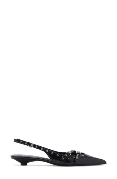 Mango Grommet Pointed Toe Slingback Pump In Black