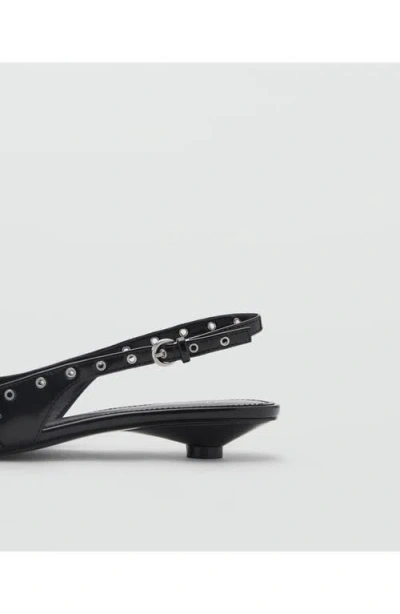 Mango Grommet Pointed Toe Slingback Pump In Black