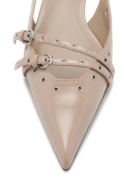 Mango Grommet Pointed Toe Slingback Pump In Ice Grey