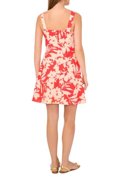 Vince Camuto Floral Square Neck Mini Dress In Cayenne