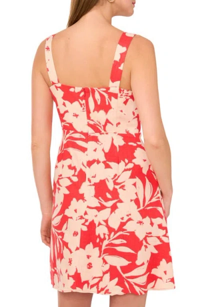 Vince Camuto Floral Square Neck Mini Dress In Cayenne