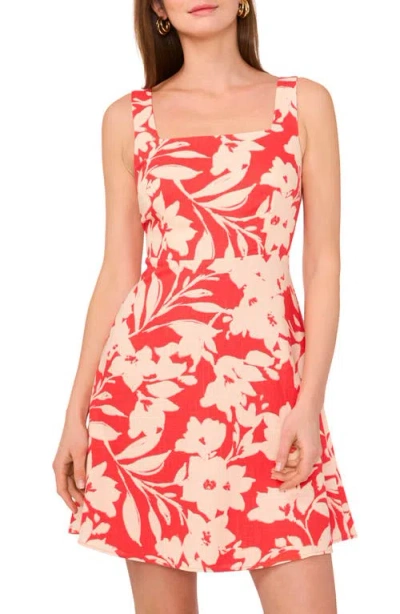 Vince Camuto Floral Square Neck Mini Dress In Cayenne