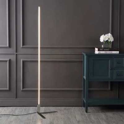 Jonathan Y Potts 60.5" Modern Contemporary Aluminum/iron Integrated Led Post Floor Lamp In Chrome