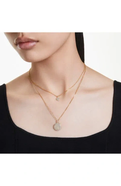 Swarovski Sublima Crystal Pendant Layered Necklace In Gold
