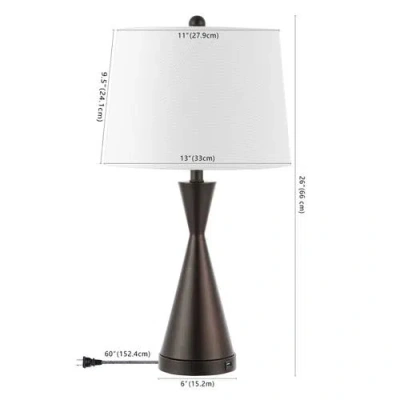 Jonathan Y Colton 26in Set Of 2 French Country Farmhouse Iron Led Table Lamp With Usb Charging Port In Oil Rubbed Bronze