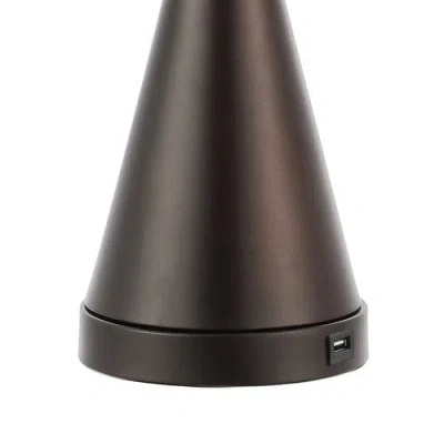Jonathan Y Colton 26in Set Of 2 French Country Farmhouse Iron Led Table Lamp With Usb Charging Port In Oil Rubbed Bronze