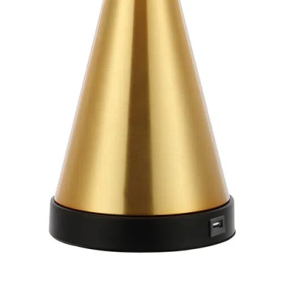 Jonathan Y Colton 26" Classic French Country Iron Led Table Lamp With Usb Charging Port In Brass Gold
