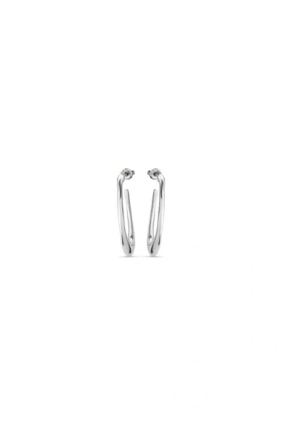 Unode50 Sterling Silver-plated Oval Hoop Earrings In Silver