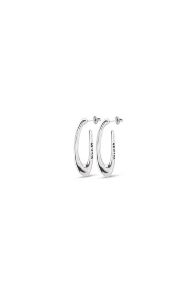 Unode50 Sterling Silver-plated Oval Hoop Earrings In Silver