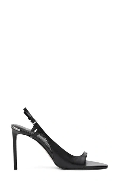 Mango Asymmetric Ankle Strap Sandal In Black