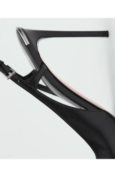 Mango Asymmetric Ankle Strap Sandal In Black