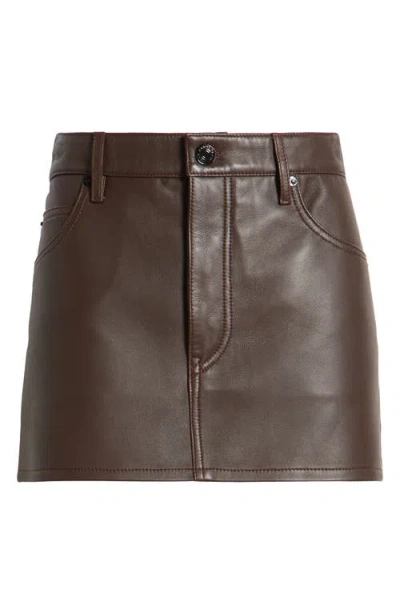 Frame The Leather Miniskirt In Dark Brown