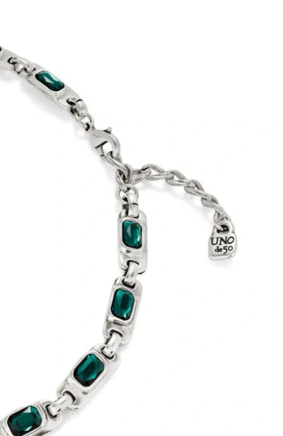 Unode50 Sterling Silver-plated Necklace With Green Crystals In Silver