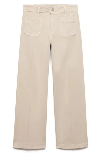 Mango Patch Pocket High Waist Wide Leg Jeans In Neutral