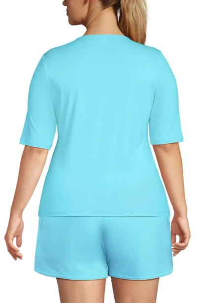 Lands' End Elbow Sleeve Relaxed Upf 50 Rash Guard In River Mist