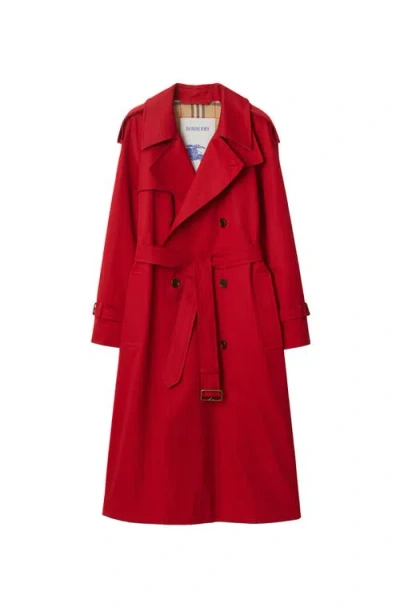 Burberry Castleford Cotton Gabardine Trench Coat In Currant
