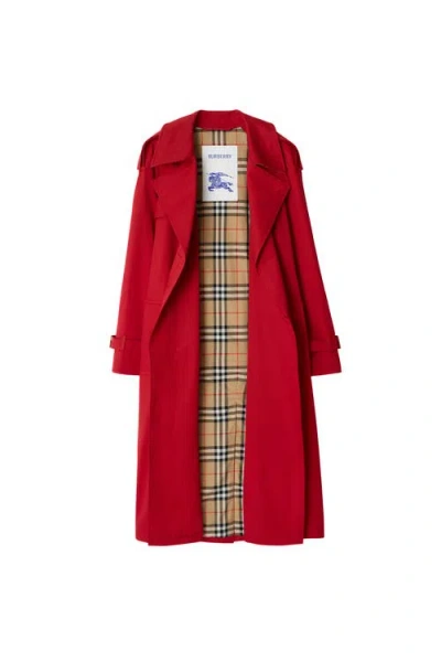 Burberry Castleford Cotton Gabardine Trench Coat In Currant