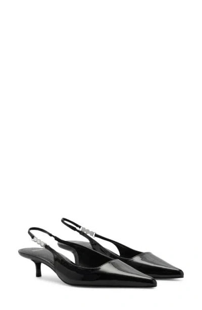 Mango Crystal Pointed Toe Slingback Pump In Black