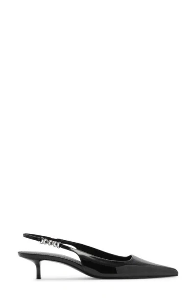 Mango Crystal Pointed Toe Slingback Pump In Black
