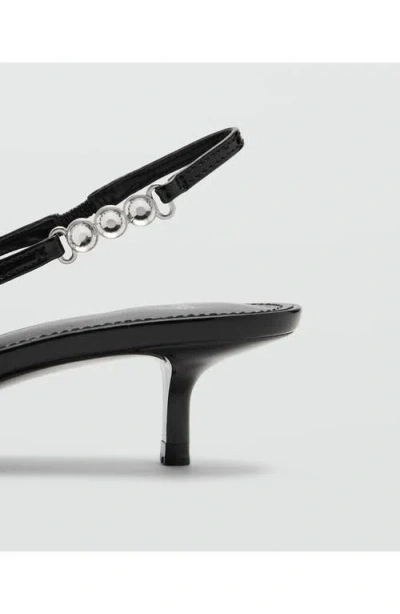 Mango Crystal Pointed Toe Slingback Pump In Black