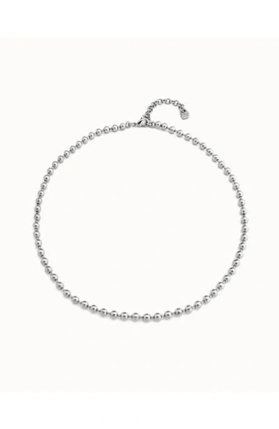 Unode50 Sterling Silver-plated Chain With Beads, Carabiner Clasp And Extension Chain In Silver