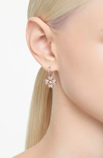 Swarovski Women's Idyllia Rose Goldtone & Crystal Clover Drop Earrings In White/rose Gold