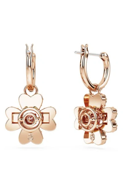 Swarovski Women's Idyllia Rose Goldtone & Crystal Clover Drop Earrings In White/rose Gold